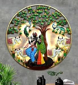 LOH Collectibles ™ Metal Radha Krishna Cow with LED Light Wall Art ...