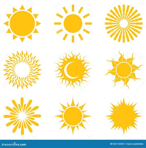 Sistema De Los Símbolos Del Sol Stock de ilustración - Ilustración de ...