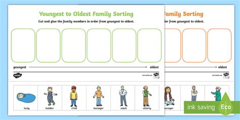 Youngest to Oldest Ordering Worksheet / Worksheets - Twinkl
