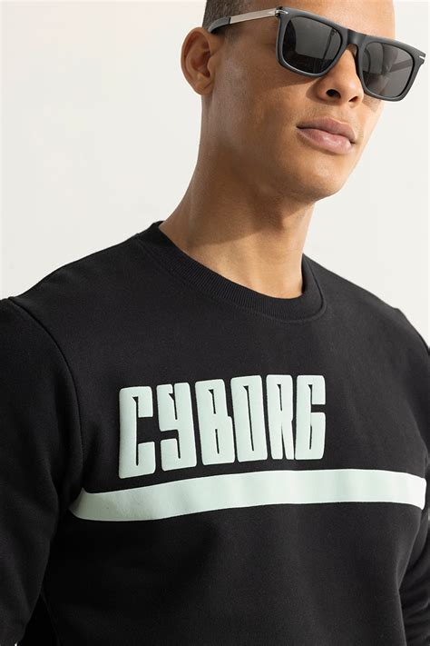 Buy Men's Cyborg Black Sweatshirt Online | SNITCH