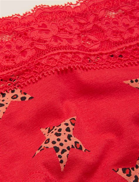 Buy 5pk Cotton & Lace Low Rise Shorts at Marks & Spencer