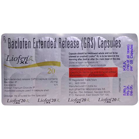 Liofen XL 20 Capsule | Uses, Side Effects, Price | Apollo Pharmacy