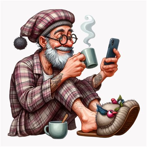 10 PNG Sleepy Grandpa – Funny PNG Clipart – Tired Old Man in Pajamas ...