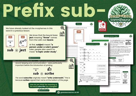Y4 Objective 6 (Prefix sub-) - Grammarsaurus