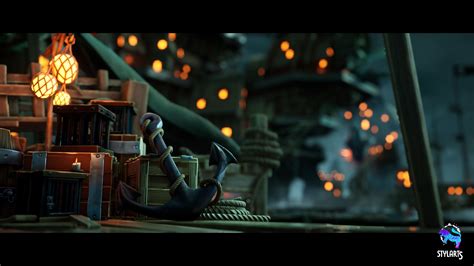 3D model Stylized Pirate Port City Environment VR / AR / low-poly ...