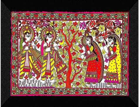 SAF paintings Madhubani Traditional Black frame painting for Wall ...