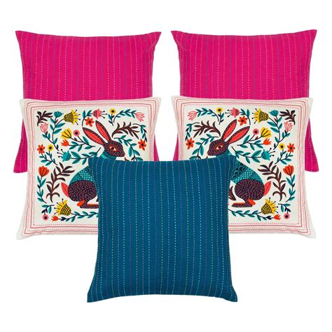 Buy Chumbak Cotton Sweater Rabbit Cushion Cover Set (Multicolour ...