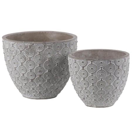 Urban Trends Collection Cement Round Pot with Painted Embossed ...