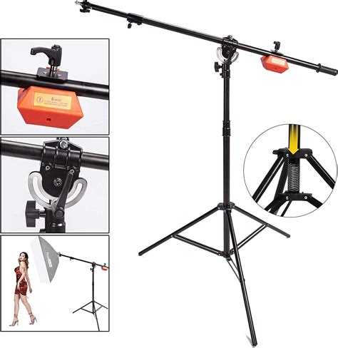 Buy Photo Studio Heavy Duty Boom Light Stand with Boom Arm Steel ...