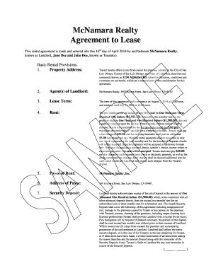 Fillable Online Sample Lease Agreement - McNamara bRealtyb Fax Email ...