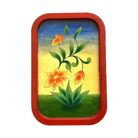 Handpainted Wall Plate-Rectangular-Floral design – Sumaavi