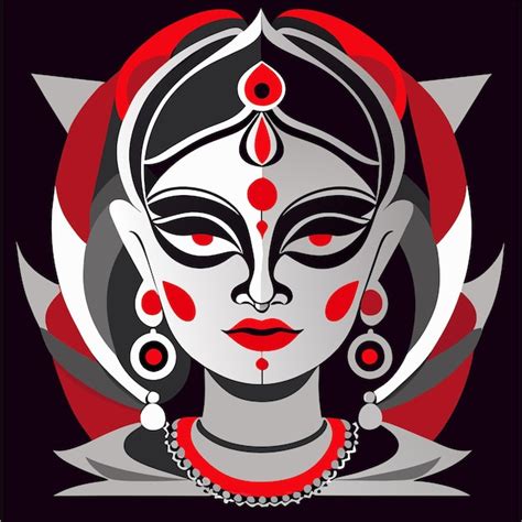 Indian festival goddess durga face holiday celebration drawn cartoon ...