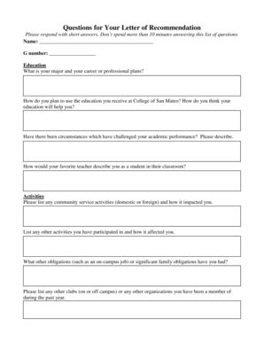 Fillable Online collegeofsanmateo Questions for Your Letter of ...