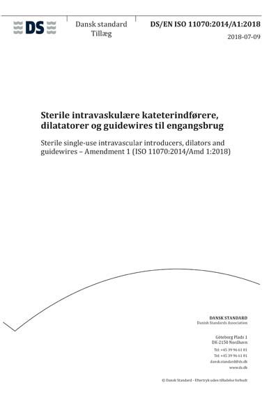 DS/EN ISO 11070:2014/A1:2018 - Sterile single-use intravascular ...