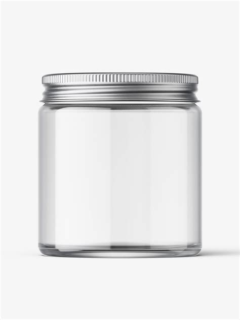 Cosmetic jar mockup with silver cap / 120ml / clear - Mockups Design