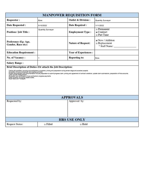 Image result for Manpower Requisition Form