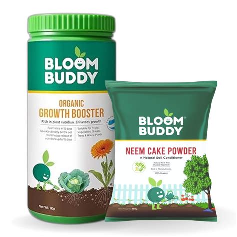Bloom Buddy Organic Fertilizer (1kg) + Neem Cake Powder (450g) Combo ...