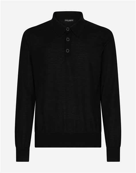 Extra-fine cashmere polo-shirt in Black for Men | Dolce&Gabbana® US