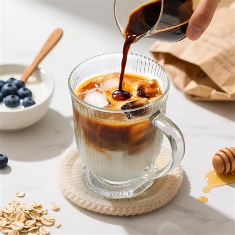 Jowgut 4 Pack Ribbed Glass Coffee Mugs, 16 Oz Clear India | Ubuy