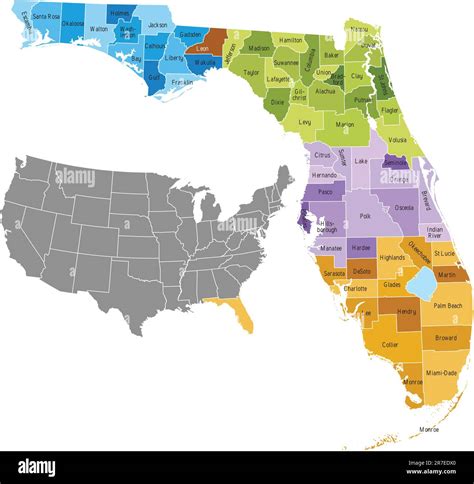 Map counties of florida