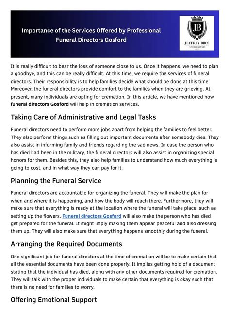 PPT - Importance of the Services Offered by Professional Funeral ...