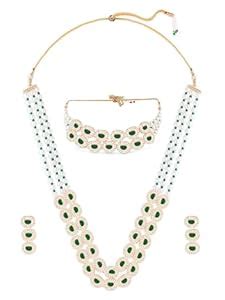 ZAVERI PEARLS Green Stones Beads Dazzling Austrian Diamonds Bridal ...