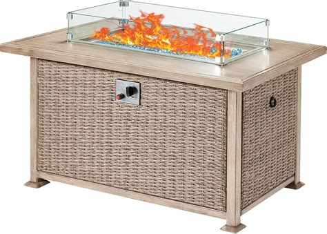 Buy GYUTEI 50in Outdoor Propane Gas Fire Pit Table with Glass Wind ...
