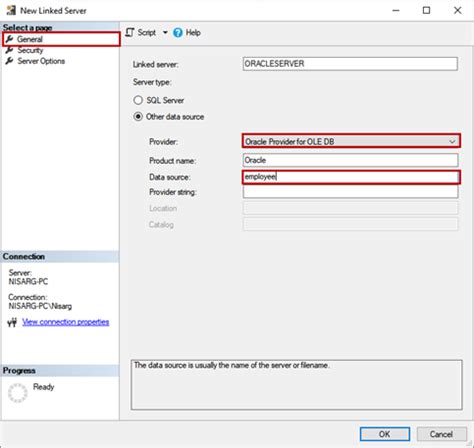 Image result for Linked Server Configuration SQL Server Oracle