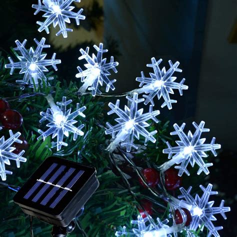 Solar Outdoor Snowflake Lights Christmas Decorations Solar Powered ...
