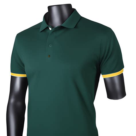 Dark Green Polo Shirt with Single Yellow Stripe from Shoulder ...