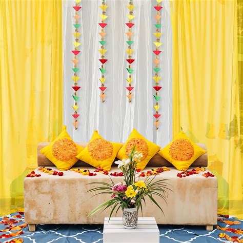 Party Propz Pink and Yellow Backdrop For Decoration with Pom Pom ...