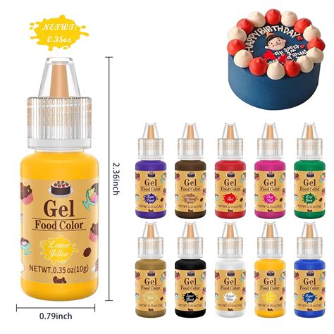 Buy Gel Food Coloring 10 Colors, E-Kongton Food Coloring Gel Cake Color ...