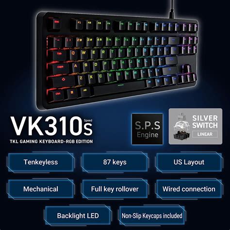Buy ELECOM Gaming V Custom VK310 Tenkeyless RGB Gaming Keyboard ...