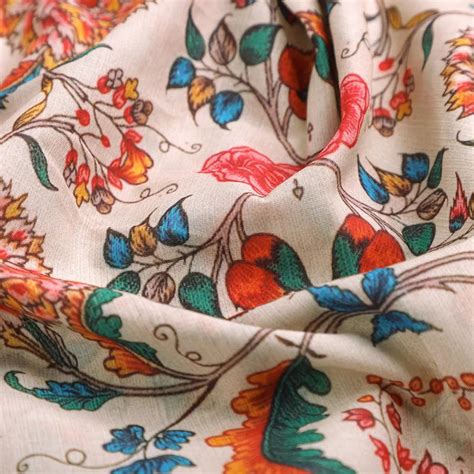 Digital Printed Pure Cotton Fabric - Floral Design - Unstitched Fabric ...