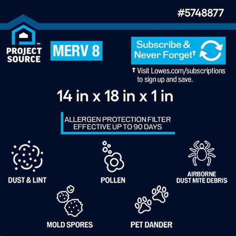 Project Source 14-in W x 18-in L x 1-in MERV 8 Electrostatic Pleated ...