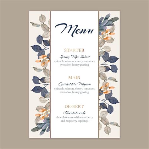 Modelo de menu de casamento floral | Vetor Grátis