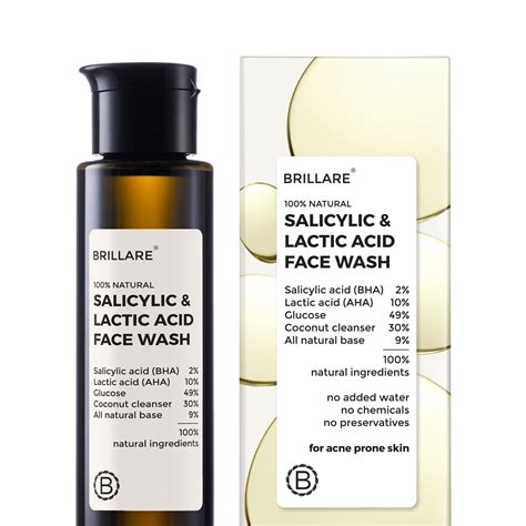 Brillare Salicylic & Lactic Acid Face Wash Useful for Clear, Acne Prone ...