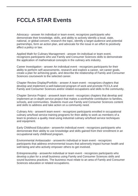 FCCLA STAR Events Questions and Answers 100% Accurate - FCCLA - Stuvia US