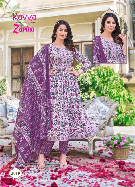 KAVYA ZARINA VOL 3 COTTON PRINTS FANCY NAIRA CUT STYLE KURTI COMBO SET ...