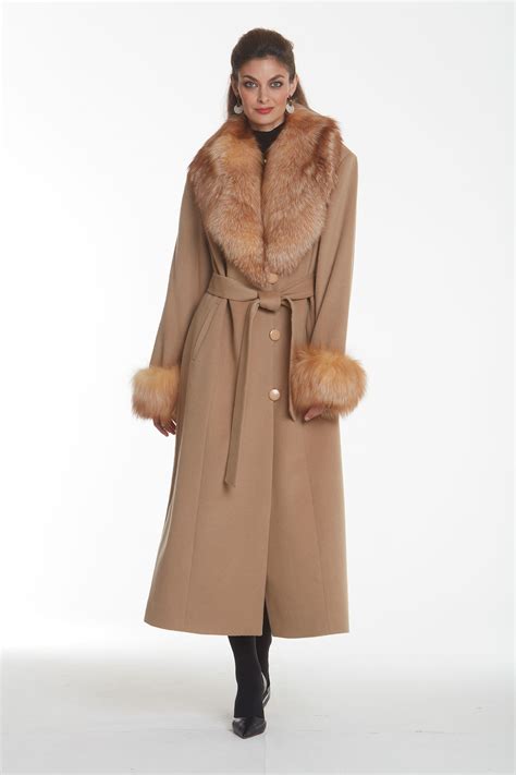 Camel Cashmere Coat – Crystal Fox Collar and Cuffs – Madison Avenue ...