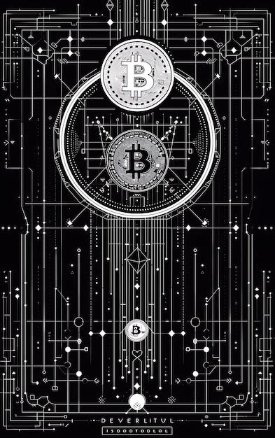 Minimalist 2d poster with bitcoin and monochromatic decorati photo of ...