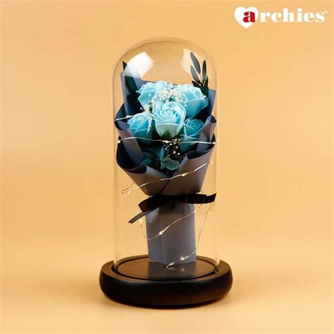 Archies Sky Blue Rose Bouquet Light Up Showpiece
