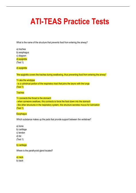 ATI-TEAS Practice Tests - ATI-TEAS - Stuvia US