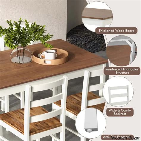 Shaw 4 Seater Dining Table Set In Teak Wood | Wooden Bazar