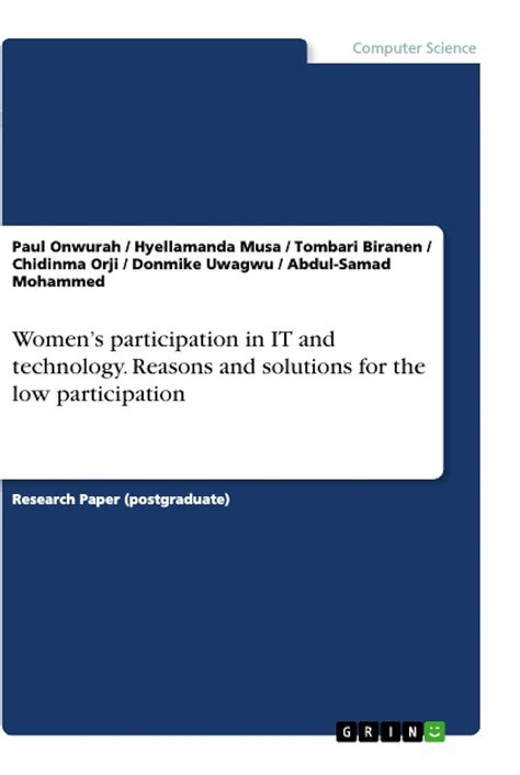 Buy Women's participation in IT and technology. Reasons and solutions ...