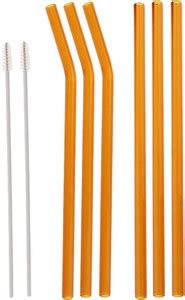 Lyla Reusable Glass Straw Colorful Drinking Straw with Cleaning Brush ...