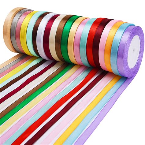 Livder 20 Colors 500 Yard Fabric Ribbon Silk Satin Roll Ribbons for ...