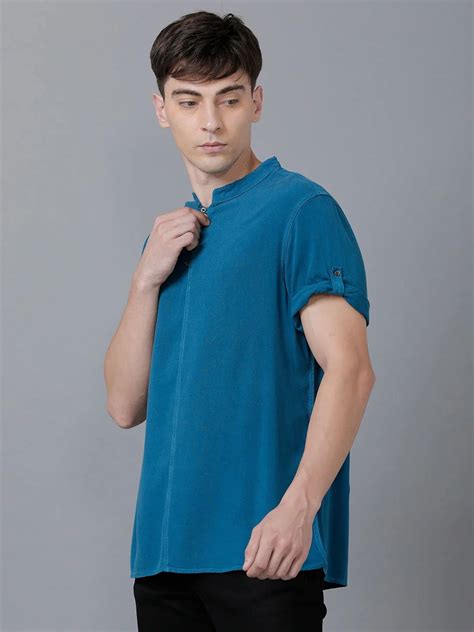 Buy Men Half Placket Mandarin Collar Shirt/Kurta