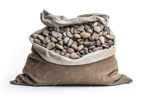 A Burlap Sack Overflowing With Smooth River Rocks on White or PNG ...