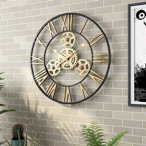 SND Home Decor Large Gear Wall Clock - Oversized 3D Steampunk Roman ...